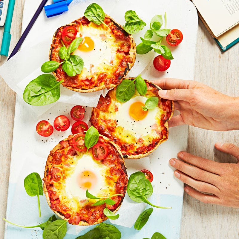 Photo of Bacon and egg pizzas by WW