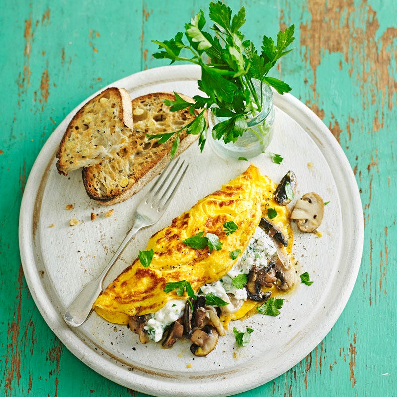 Mushroom and parsley cheese omelettes