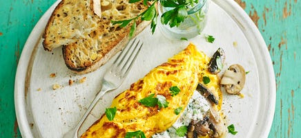 Mushroom and parsley cheese omelettes