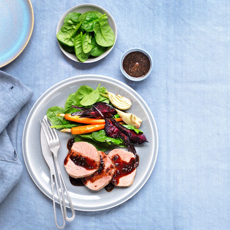 Photo of Balsamic corned beef with roasted baby vegetables by WW