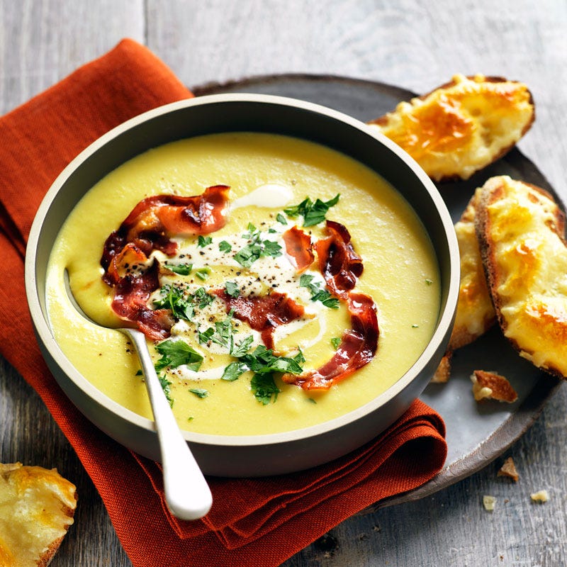 Photo of Potato, leek and saffron soup with crispy pancetta by WW