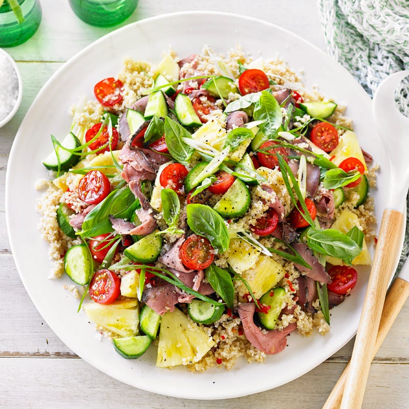 Beef and burghul salad with pineapple