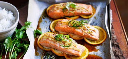Baked salmon with orange and ginger