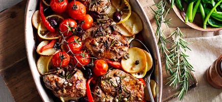 Lemon and rosemary lamb tray bake