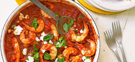 Saganaki prawns