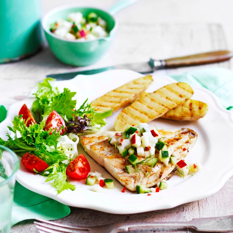 Photo of Grilled snapper with fennel, cucumber and apple salsa by WW