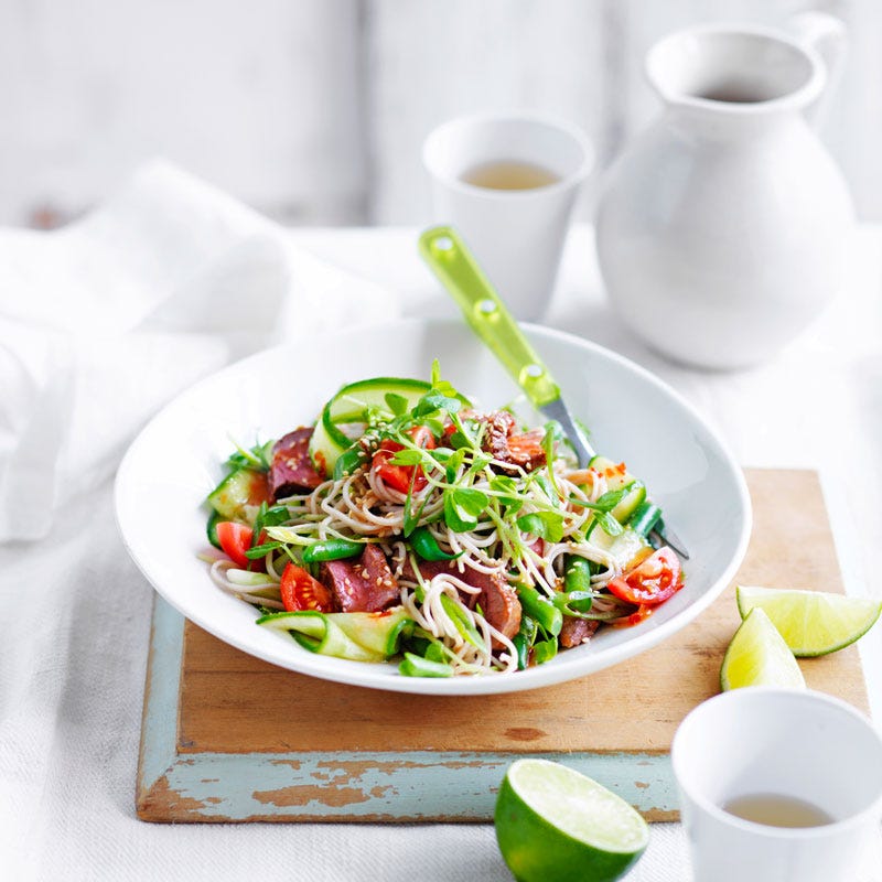 Sweet chilli lamb and noodle salad