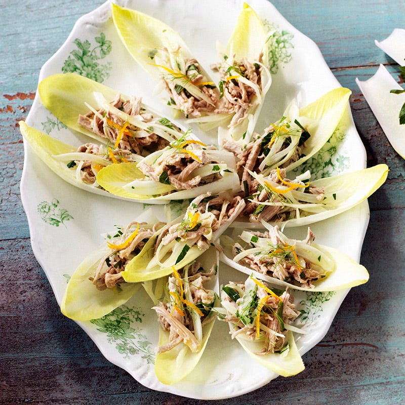 Photo of Citrus-poached pork and fennel salad on witlof leaves by WW