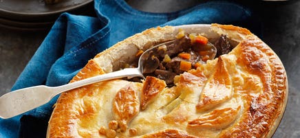 Beef, mushroom and red wine pie