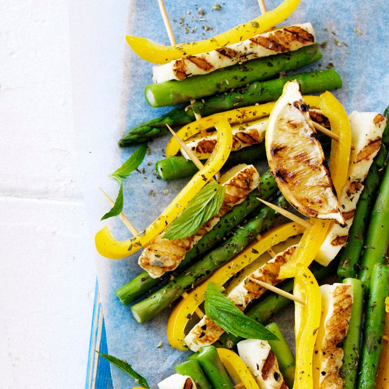Photo of Asparagus and haloumi skewers by WW