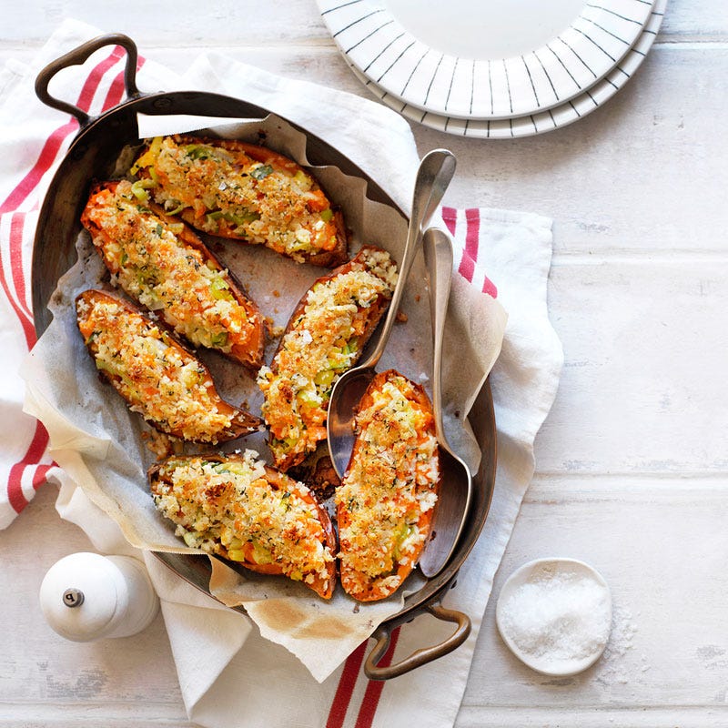 Photo of Cottage cheese and leek stuffed sweet potatoes by WW