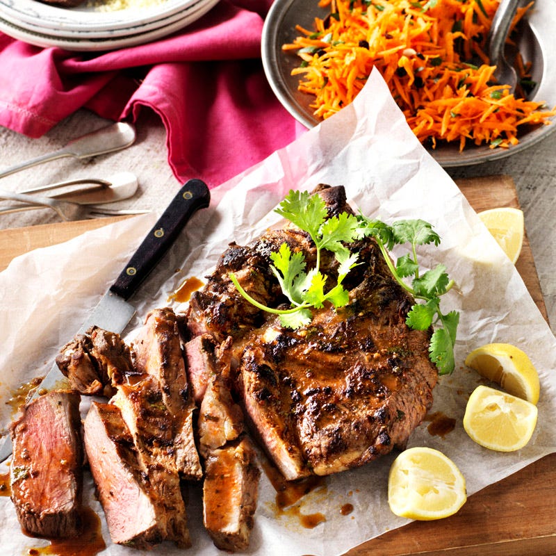 Spiced lamb with carrot salad
