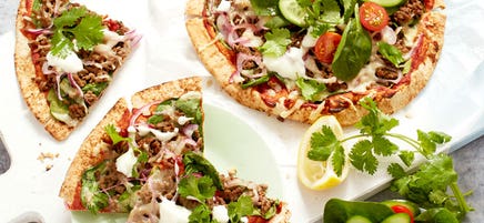 Moroccan lamb pizzas