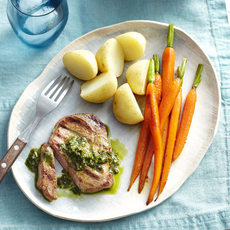 Photo of Grilled lamb steaks with honeyed carrots by WW