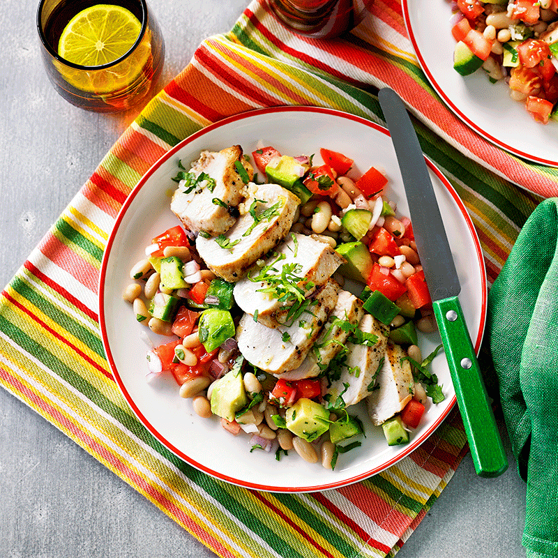 Grilled chicken with white bean salsa