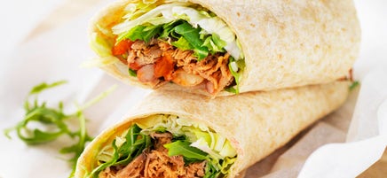 Shredded pork and bean wrap