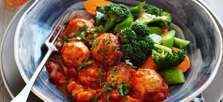 Chicken meatballs with tomato and parmesan