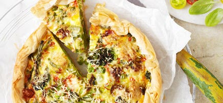 Green vegetable filo tart