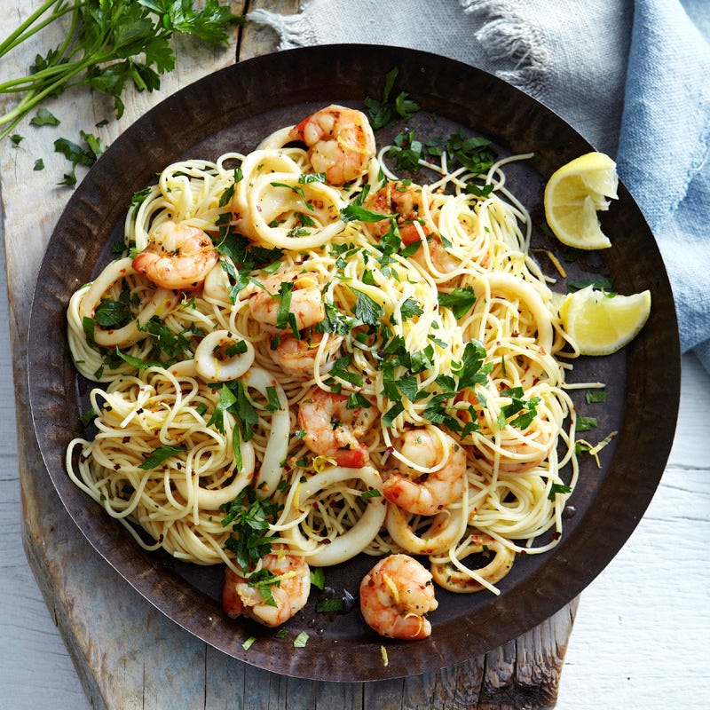 Photo of Lemon spaghettini with prawns and calamari by WW