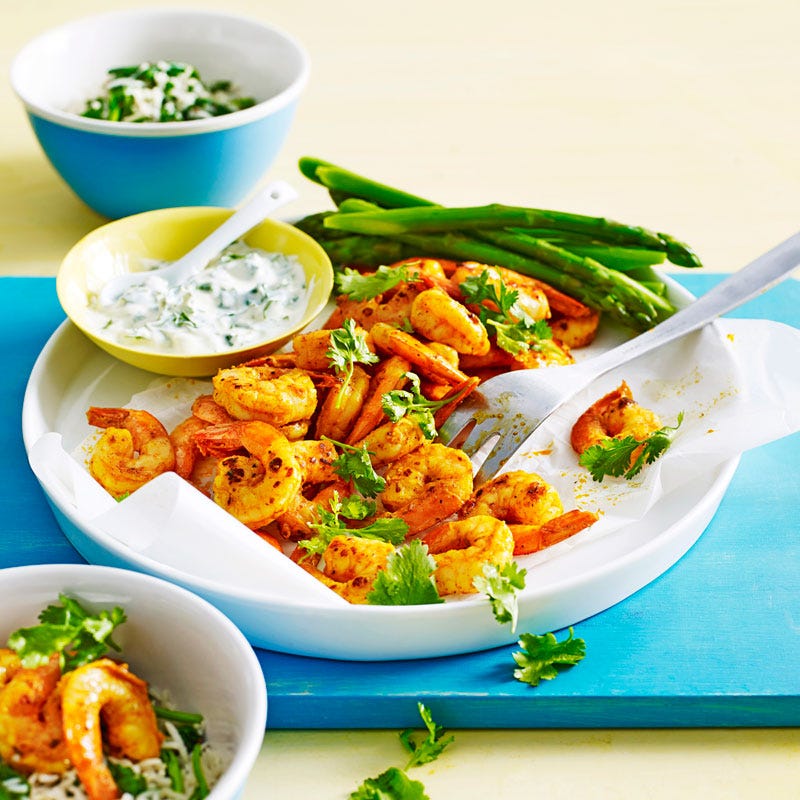 Photo of Tikka prawns with spinach and cumin rice by WW