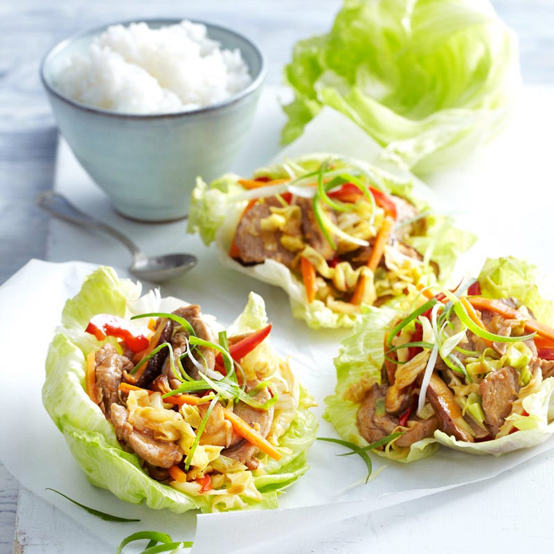 Photo of Moo shu pork in lettuce leaves by WW