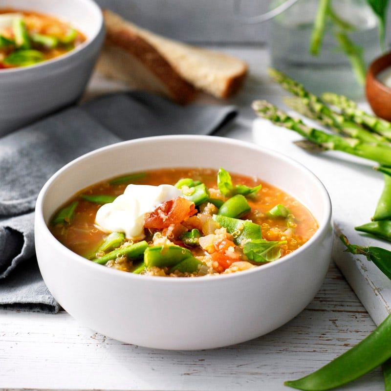Photo of Quinoa, tomato and spring vegetable soup by WW
