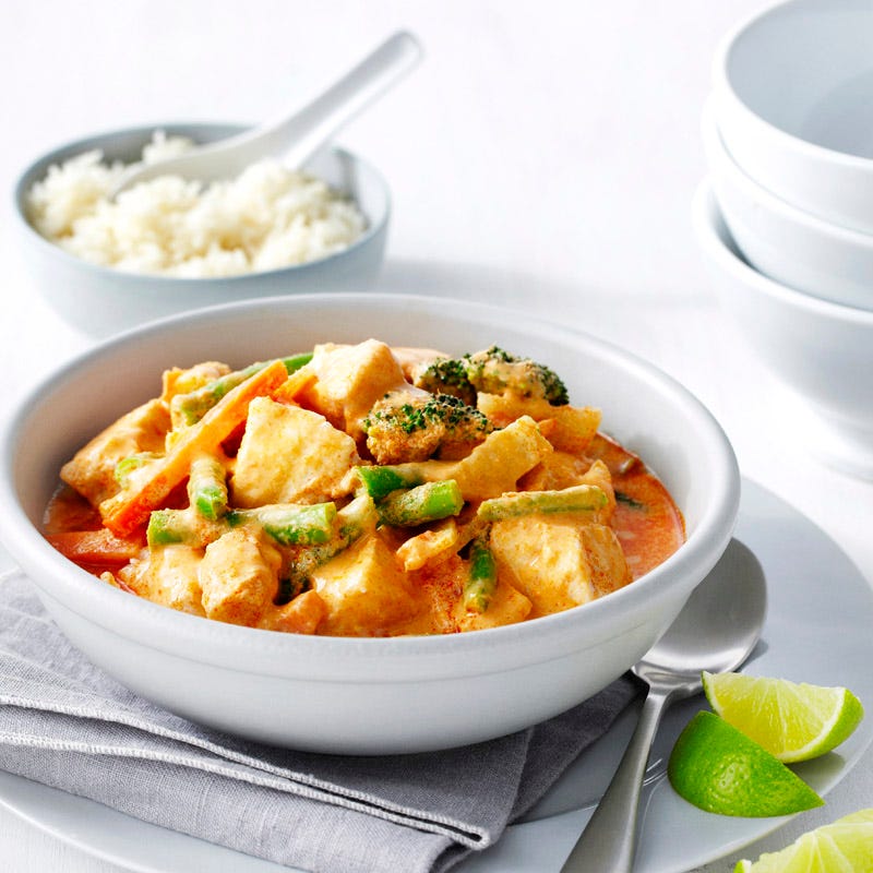 Fish and vegetable red Thai curry