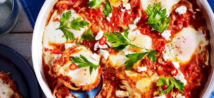 Spicy Mediterranean baked eggs