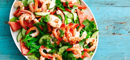 Prawn salad with spicy dressing