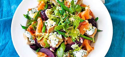 Beetroot and salmon salad