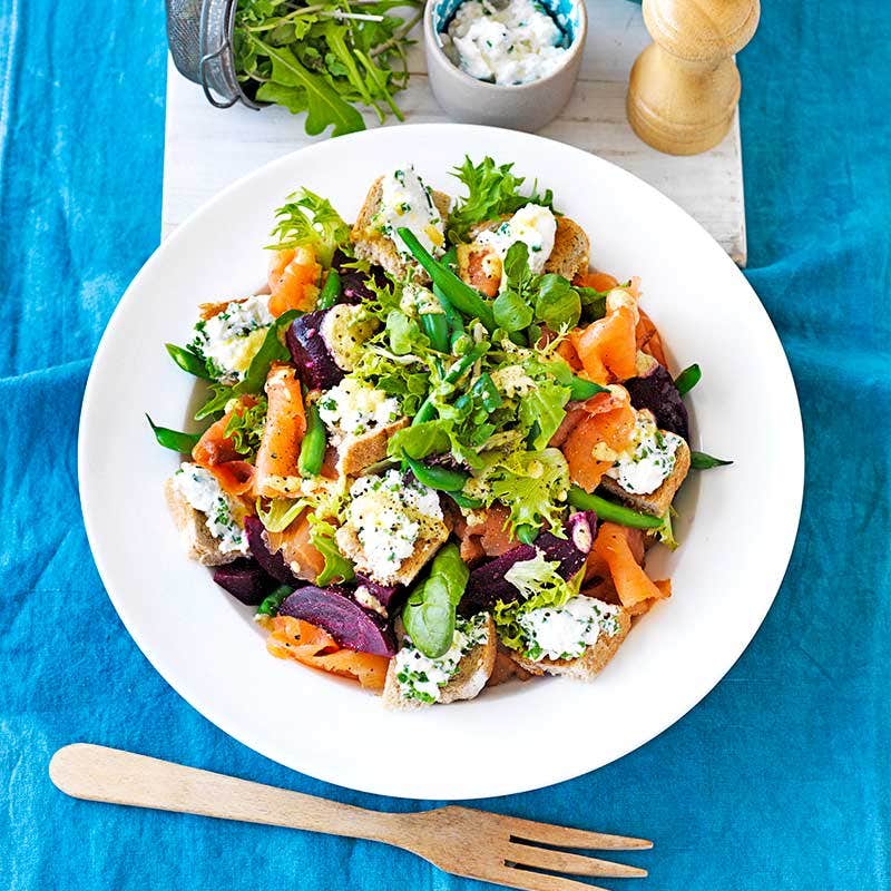 Beetroot and salmon salad