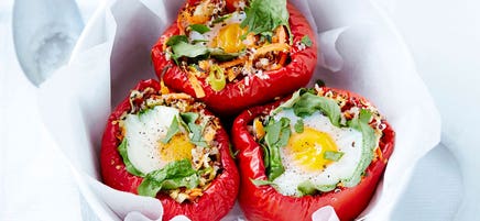 Baked egg and quinoa capsicums