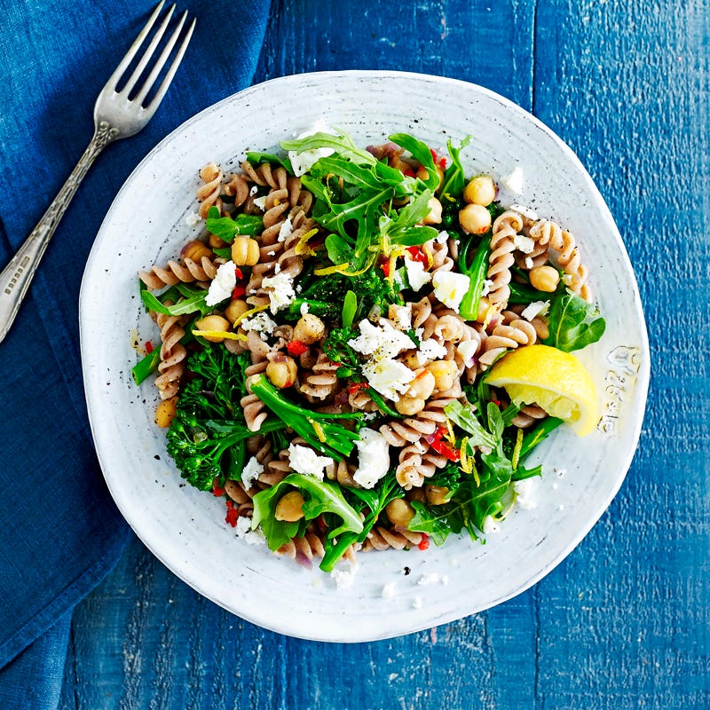 Photo of Pasta with chickpeas, chilli, broccolini, feta and lemon by WW