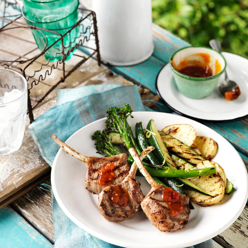 Photo of Garlic lamb cutlets with grilled vegetables by WW