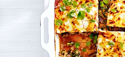 Lamb, lentil and kale moussaka