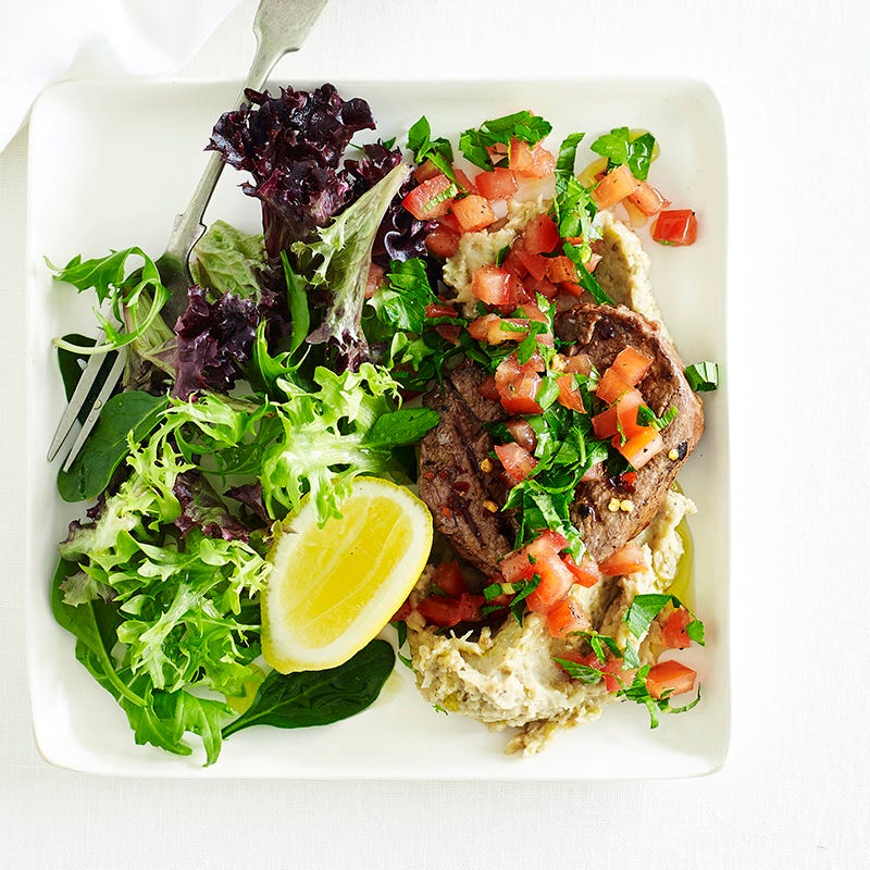 Photo of Chilli lamb steaks with eggplant puree and tabbouleh by WW