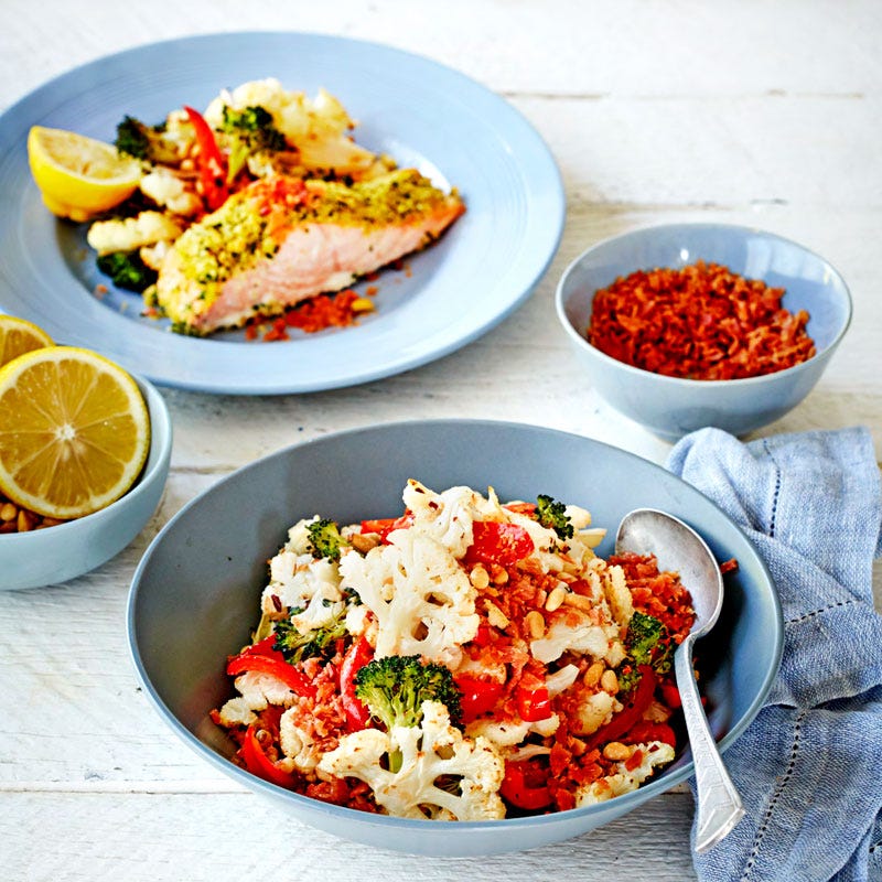 Photo of Roasted cauliflower and broccoli with bacon crumble by WW