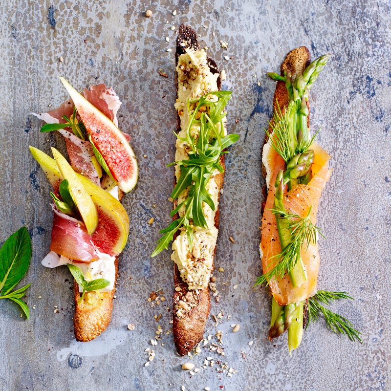 Photo of Smoked salmon bruschetta with pickled asparagus ribbons by WW