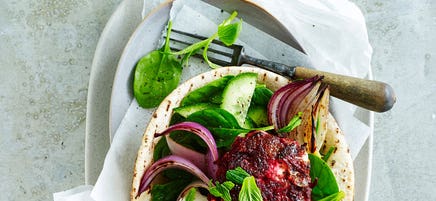 Lamb, beetroot and goat’s cheese burger