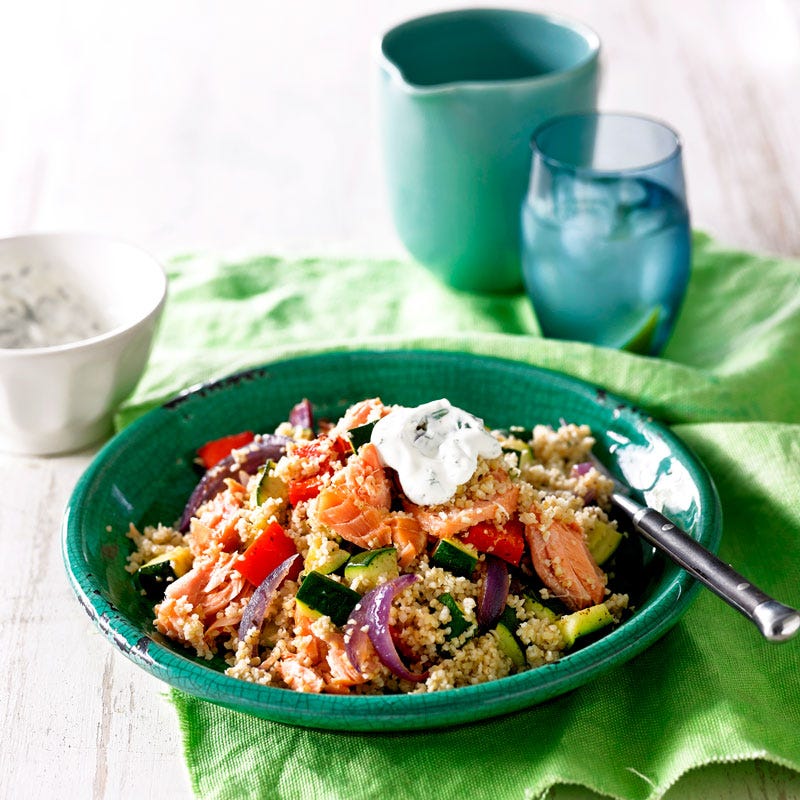 Photo of Roasted vegetable and burghul salad with salmon by WW