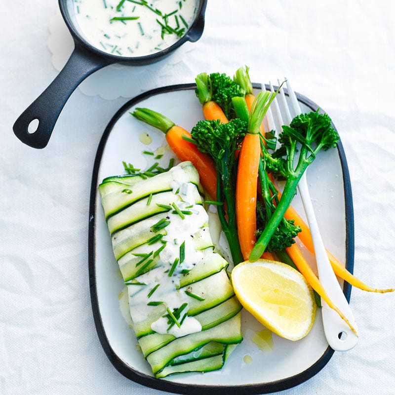 Photo of Zucchini fish parcels with lemon chive sauce by WW
