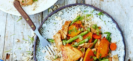 Chilli pork and pumpkin stir-fry