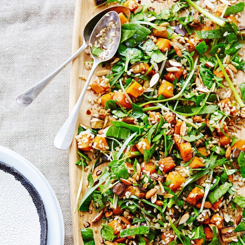 Photo of Miso eggplant, pumpkin, almond and brown rice salad by WW