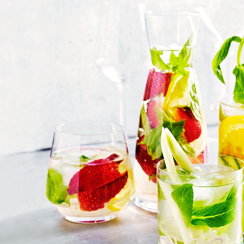Strawberry, basil and lemon water