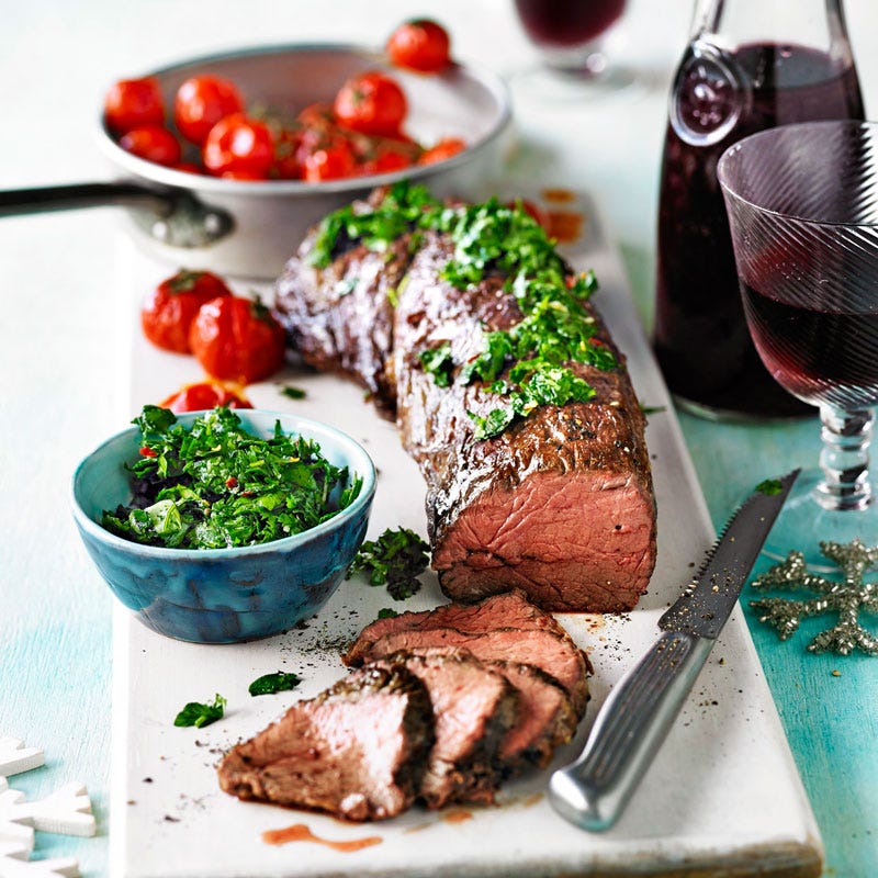Beef fillet with chimichurri sauce