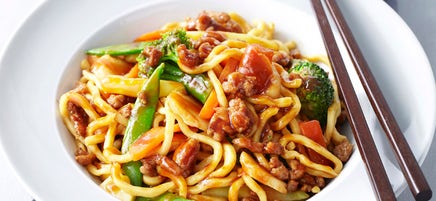Hoisin pork and noodle stir-fry