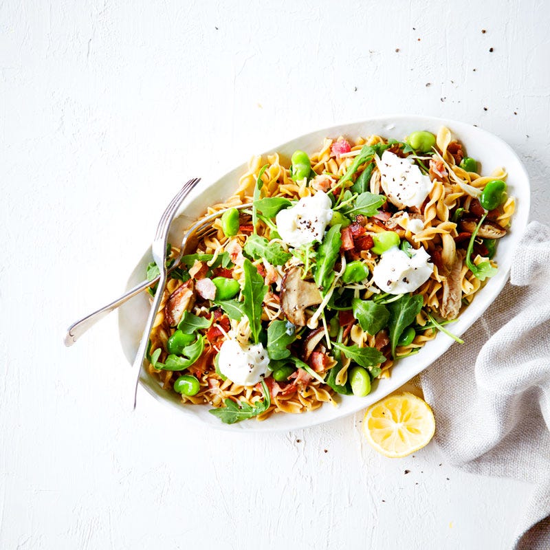 Photo of Mixed mushroom, pancetta, broad bean and rocket pasta by WW