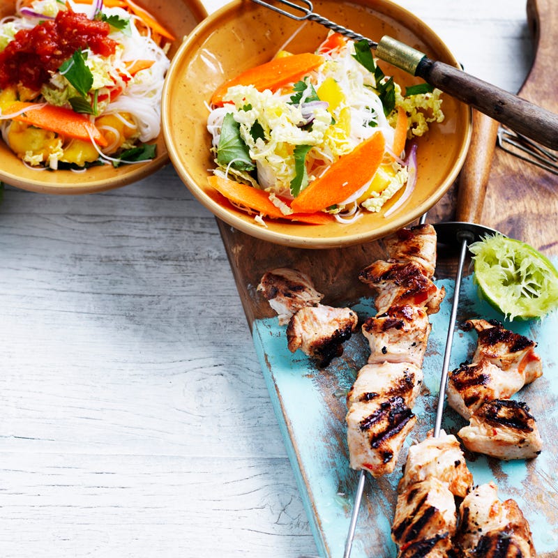 Photo of Chilli jam chicken skewers with mango noodle salad by WW