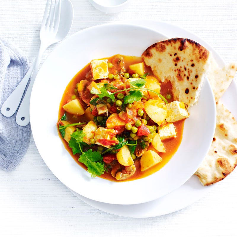 Pea, potato and paneer curry