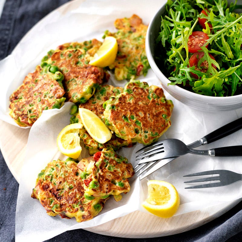 Photo of Pea, haloumi and bacon fritters by WW